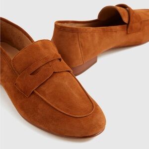 Quince Italian Suede Penny Loafer Cognac